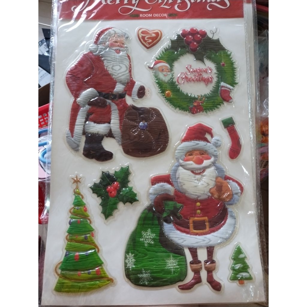 Miếng dán tường, dán kính 3D Giáng Sinh 24x35cm