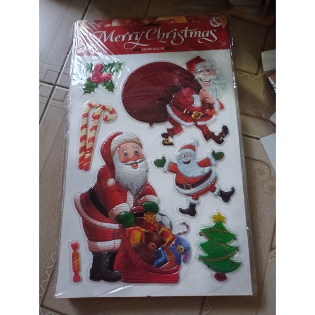 Miếng dán tường, dán kính 3D Giáng Sinh 24x35cm