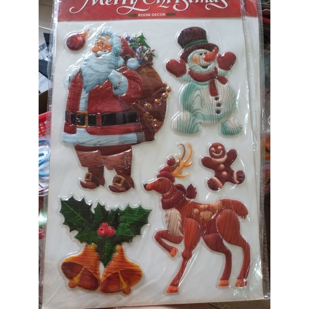 Miếng dán tường, dán kính 3D Giáng Sinh 24x35cm