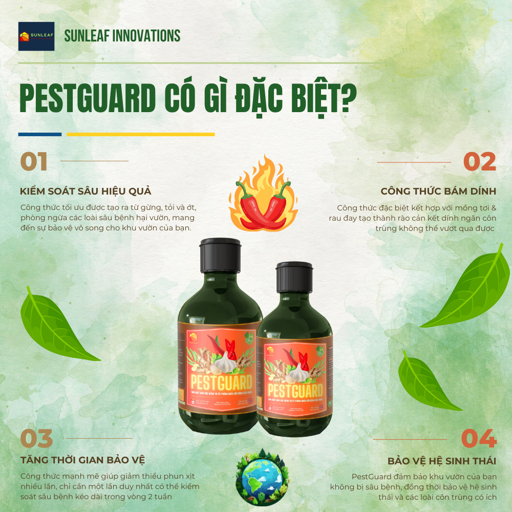 Combo Phòng Rệp Sáp Bọ Trĩ Nhện Đỏ | Nấm Lá | Kích Rễ & Bung Chồi | 100% Hữu Cơ | Rau, Phong Lan, Hoa Hồng | SUNLEAF