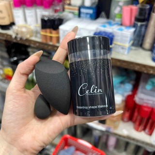Bông Mút Đánh Kem Nền Celin Đen Đầu Xéo(1lớn+1nhỏ)