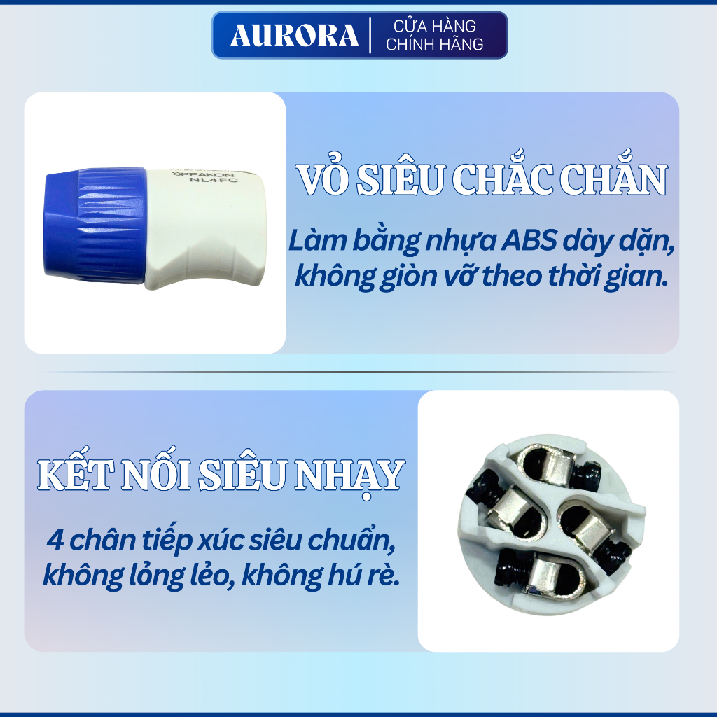 Jack Loa Neutrik NL4FC trắng xanh  – Đầu nối Speakon 4 pin – Kết nối ổn định, không rè
