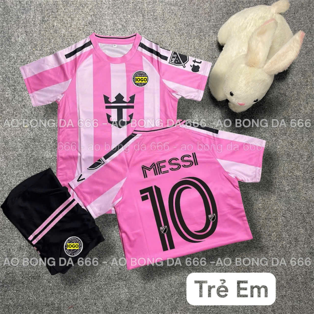 ✅Free Ship✅ Áo Bóng Đá, Áo Đá Banh Trẻ Em In Sẵn Messi Số 10 - Vải Mè Thái Cao Cấp - In Sẵn Messi