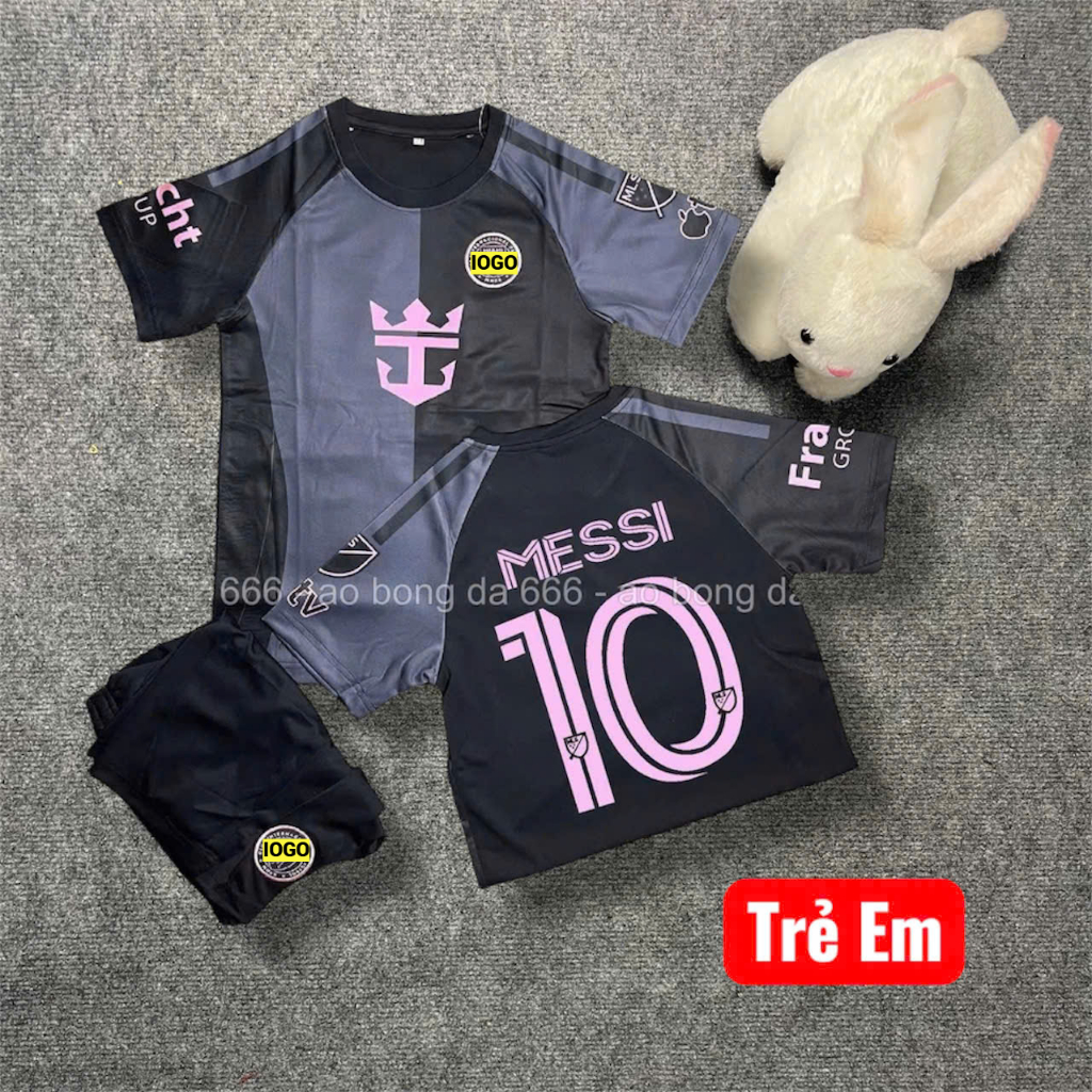 ✅Free Ship✅ Áo Bóng Đá, Áo Đá Banh Trẻ Em In Sẵn Messi Số 10 - Vải Mè Thái Cao Cấp - In Sẵn Messi