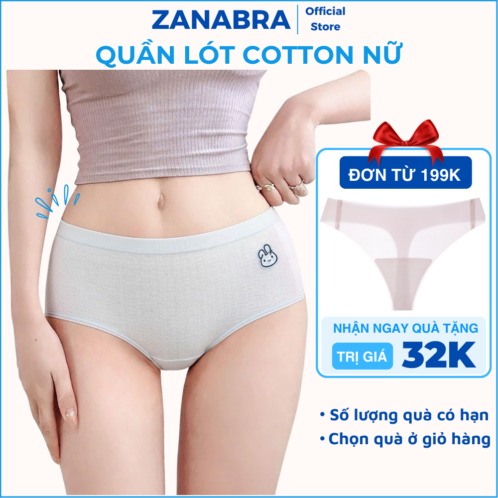 Quần Lót Nữ Cotton Đáy May Kháng Khuẩn, Quần Lót Cotton Cạp Vừa Co Dãn ZANABRA LA68