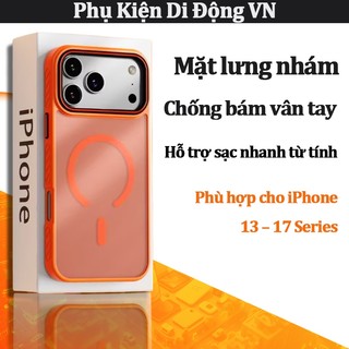 Ốp lưng iPhone cao cấp chống trượt tay chống bám vân tay hỗ trợ sạc từ tính cho iPhone 17 Air 16 15 14 13 Pro Max