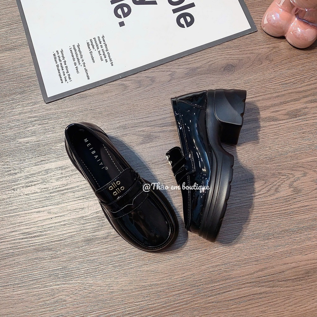 [Thảo Em - MU01] Giày lolita nữ đế cao 5-6p da lì - da bóng mềm basic dễ phối đồ [Có Sẵn]