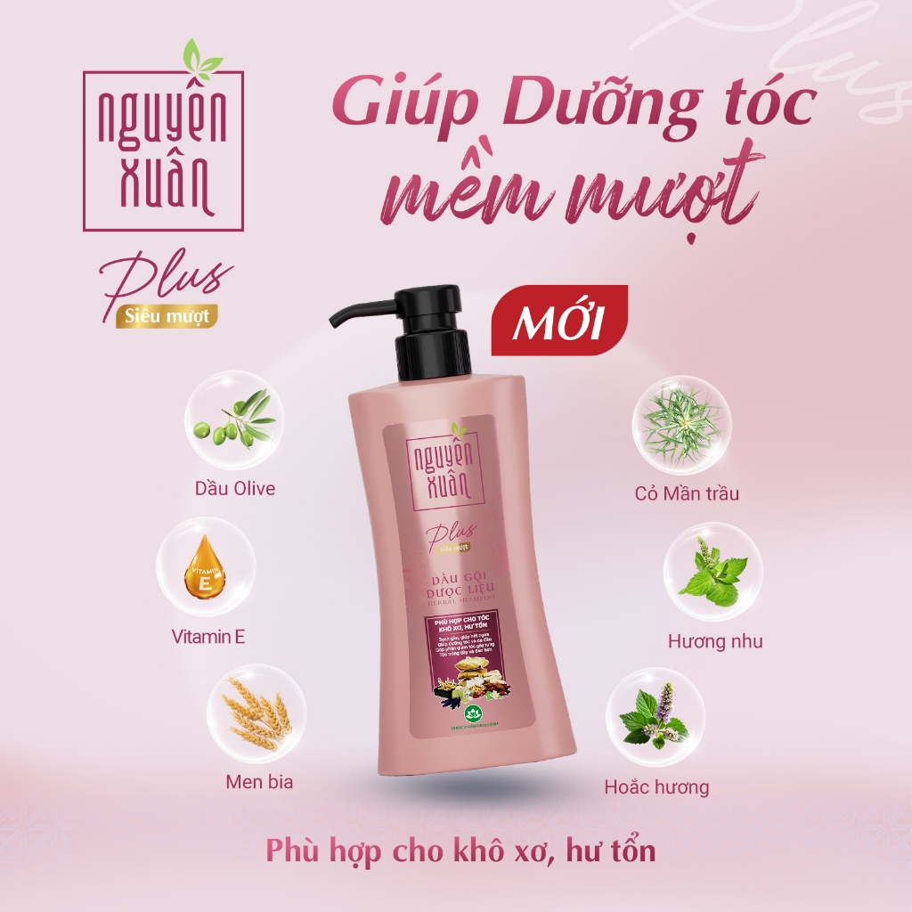 Combo 2 chai dầu gội dược liệu Nguyên Xuân Plus siêu mượt 400g