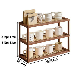 Kệ để bàn nhiều tầng đan bằng mây và tre thích hợp làm giá sách học tập  kệ trưng bày phòng khách