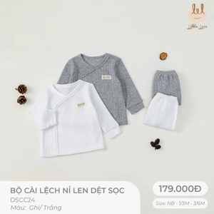 Bộ cài lệch nỉ len dệt sọc dành cho bé LIl LITTLE LOVE (DSCC24)