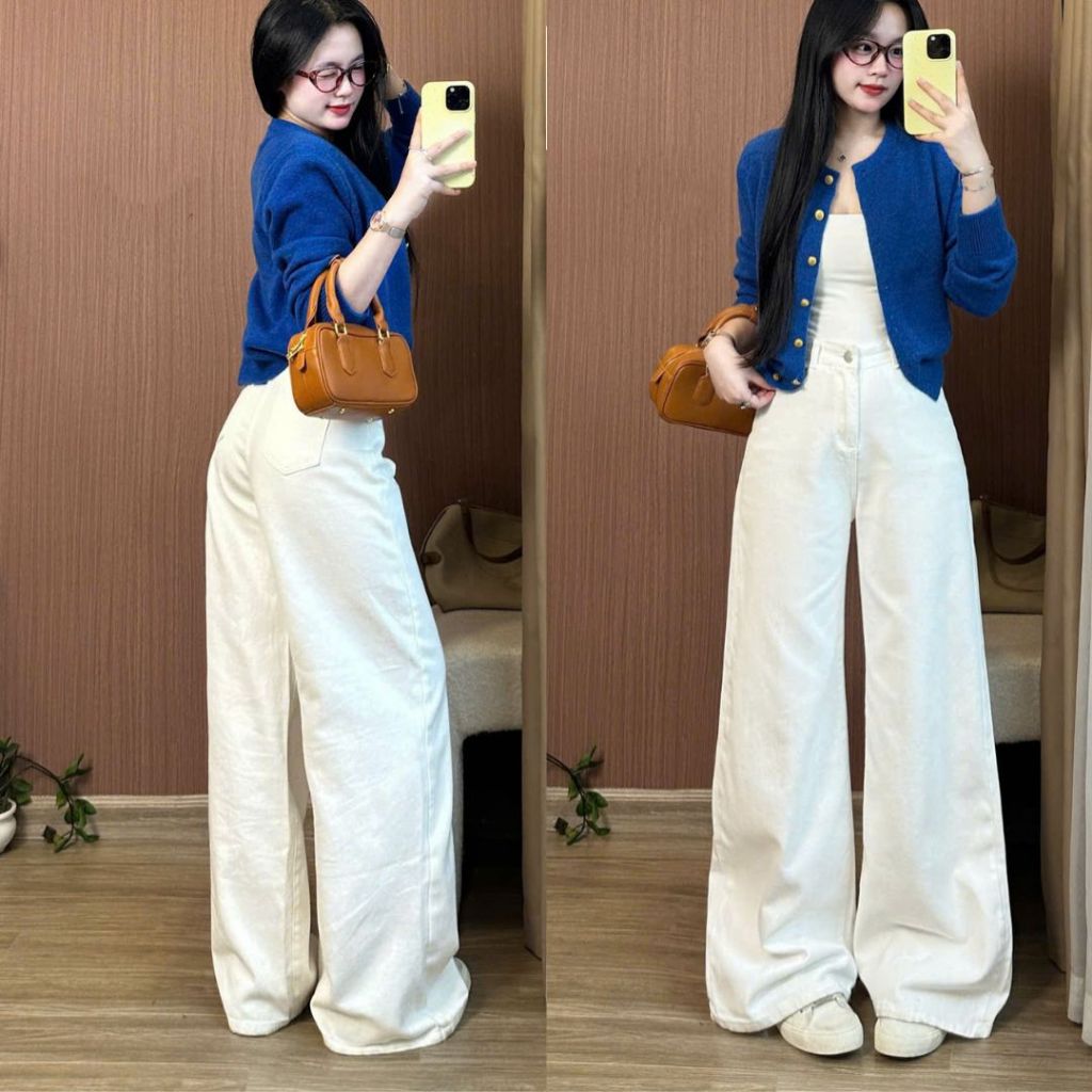 Quần Jeans Ống Rộng Nữ Joolate Form Rộng Dài Chùm Phủ Chân Hơi Loe Nhẹ Chất Jean Mềm Đủ Màu