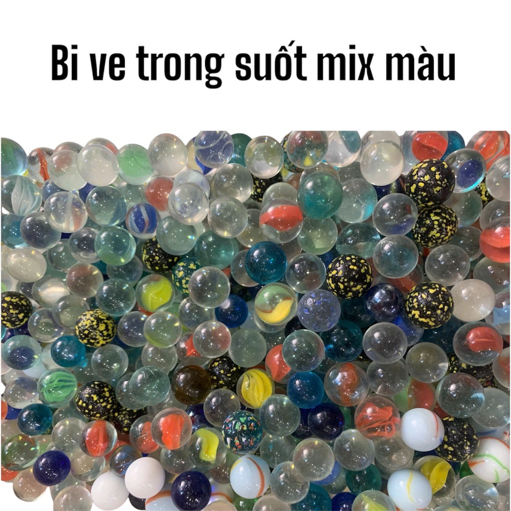 Combo 50 100 200 viên bi ve trong suốt đủ các màu đẹp mắt bi 14mm