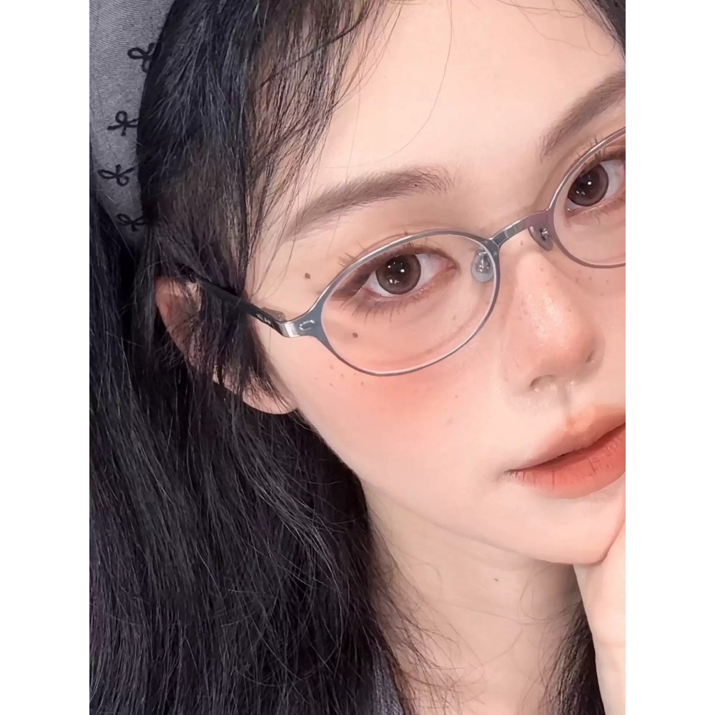 Kính mắt oval nữ INNI chống ánh sáng xanh, gọng kính hợp kim cao cấp đi học, đi làm, đi chơi 6231