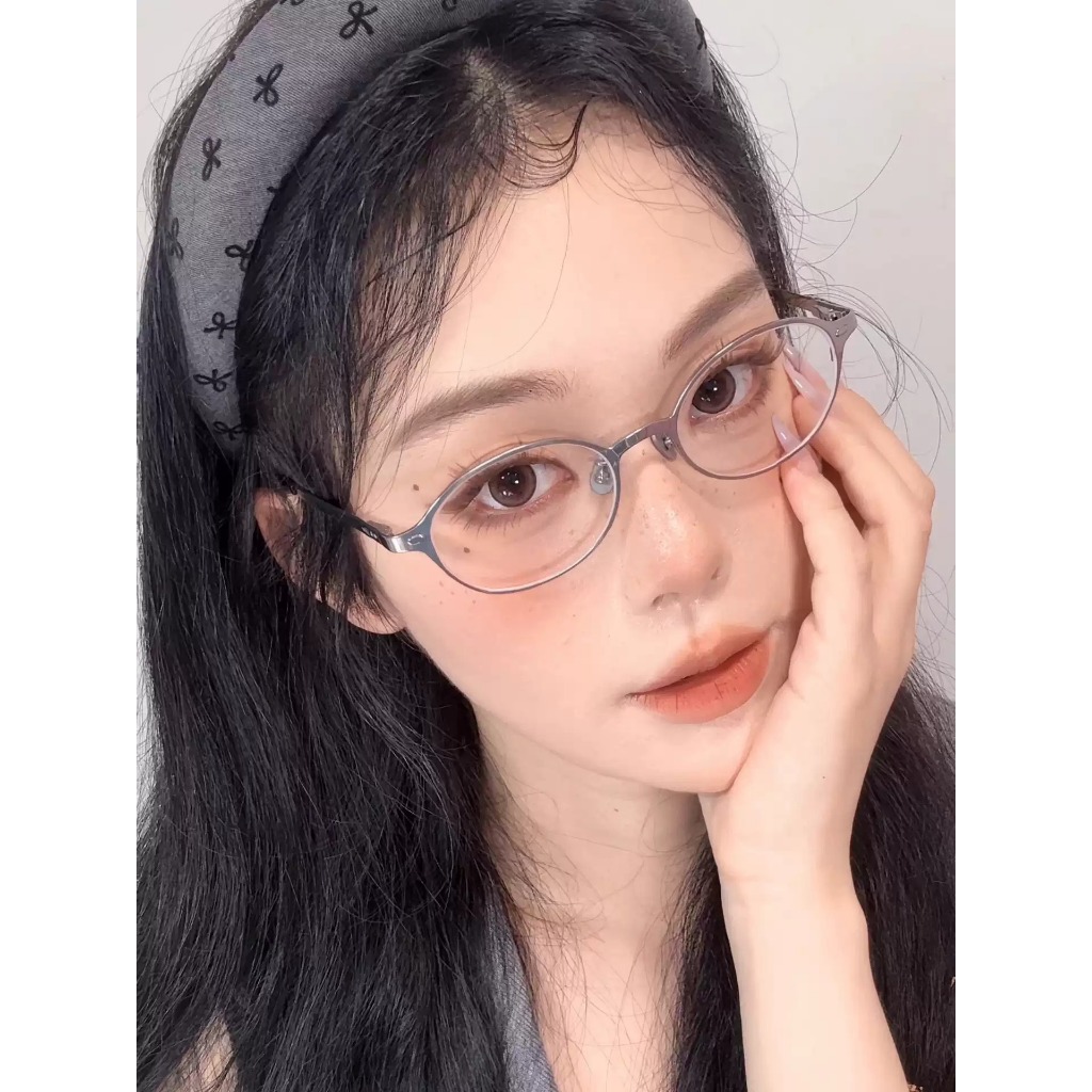 Kính mắt oval nữ INNI chống ánh sáng xanh, gọng kính hợp kim cao cấp đi học, đi làm, đi chơi 6231