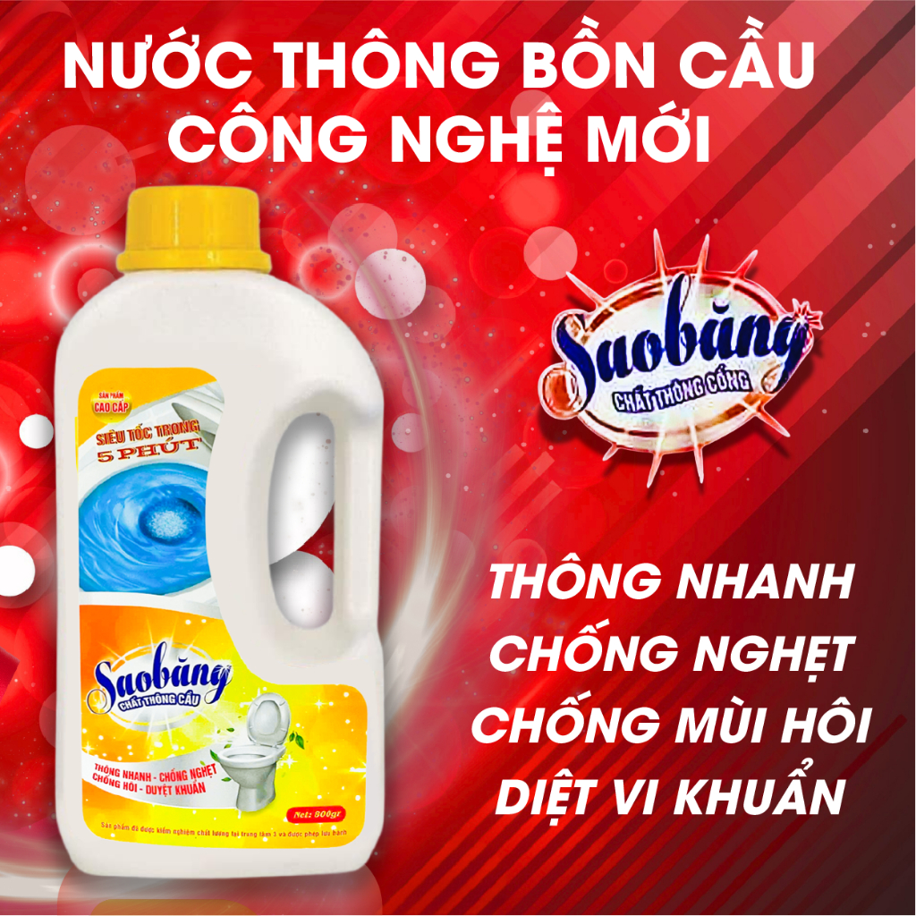 Nước thông cầu Sao Băng, Bột thông cống cực mạnh, thông tắc hiệu quả, thông lavabo, thông cống