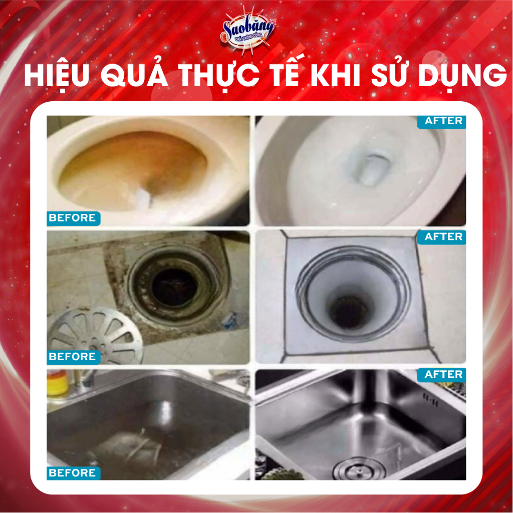 Nước thông cầu Sao Băng, Bột thông cống cực mạnh, thông tắc hiệu quả, thông lavabo, thông cống