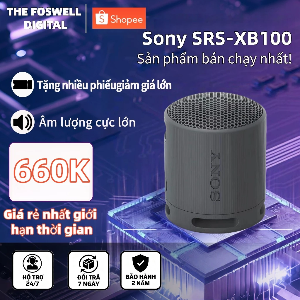 Loa Sony SRS-XB100 (Pin 16h | Công suất 5W | IP67 | Bluetooth 5.3 | Sound Diffusion Processor|ngoài