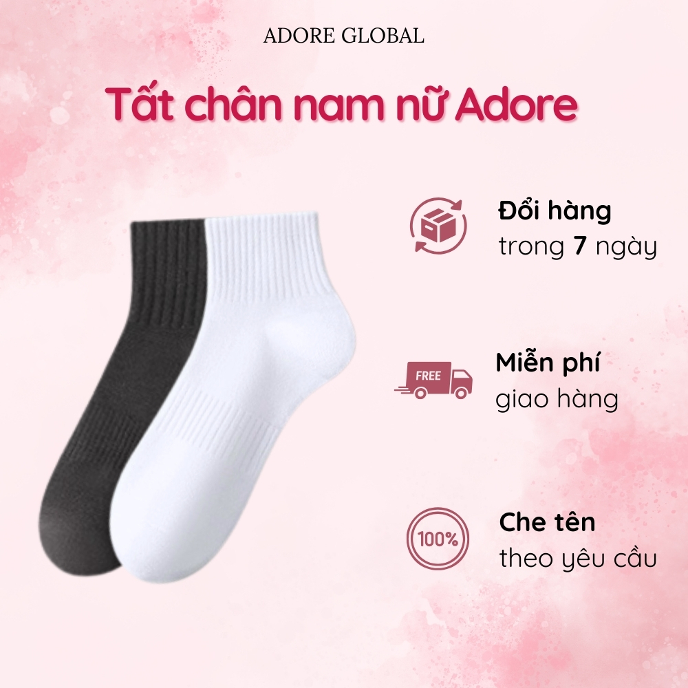 Tất Chân Nam Nữ Cổ Trung Trơn Dày Dặn Thoáng Khí Co Giãn Tốt ADORE TA001