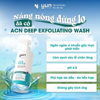 Gel rửa mặt loại bỏ dầu thừa và làm sạch sâu YUN ACN Deep Exfoliating Wash 150ml (ACN-02)