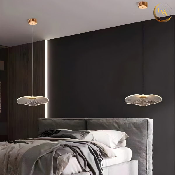 Đèn thả EVA APT435 chao mika, khung mạ vàng hình lá sen độc đáo ánh sáng vàng bảo hành 12 tháng