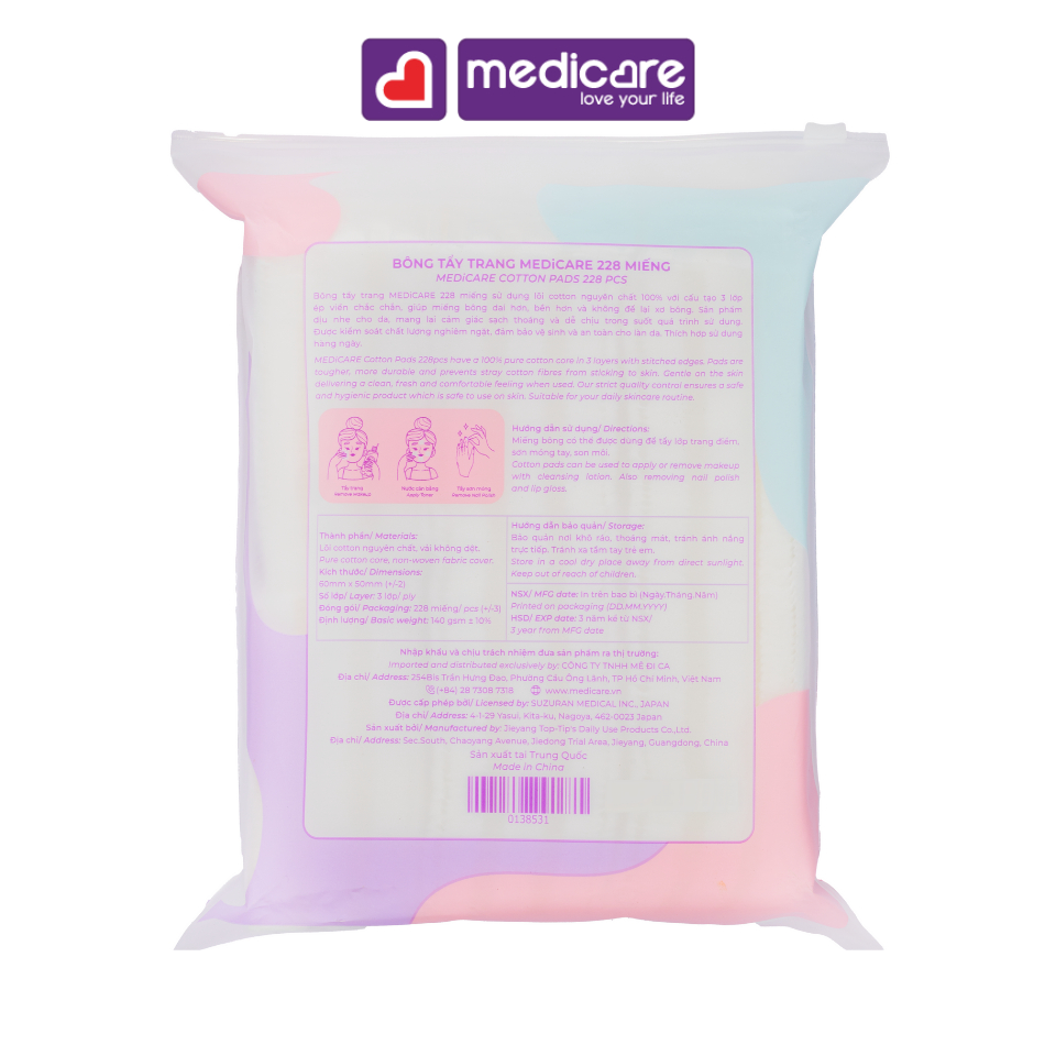 Bông tẩy trang MEDiCARE 228 miếng