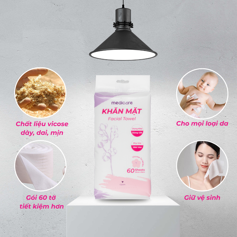 Khăn mặt MEDiCARE gói 60 tờ