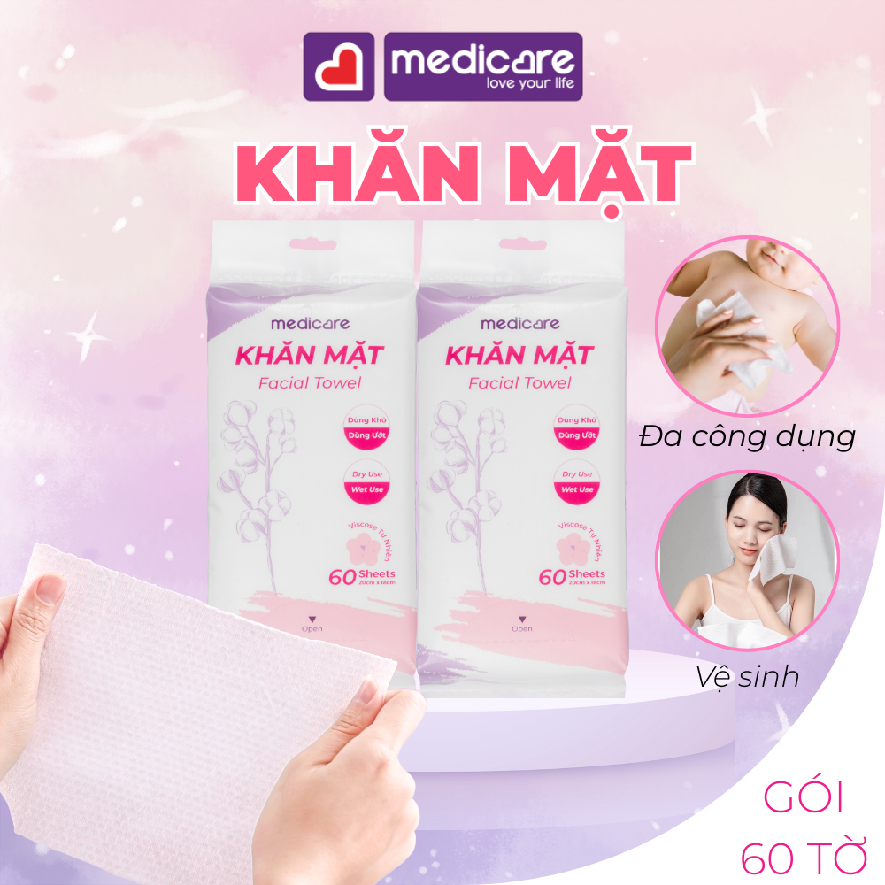 Khăn mặt MEDiCARE gói 60 tờ