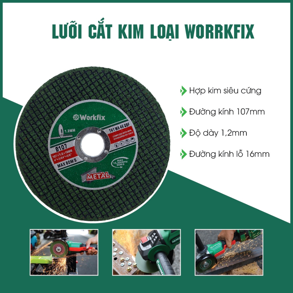 Combo 10 Lưỡi Cắt Kim Loại Workfix 107mm – Siêu Bền, Cắt Ngọt, Chuẩn Cho Máy Mài