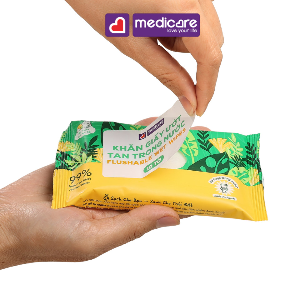 Khăn ướt MEDiCARE tan trong nước 4 gói x 10 tờ
