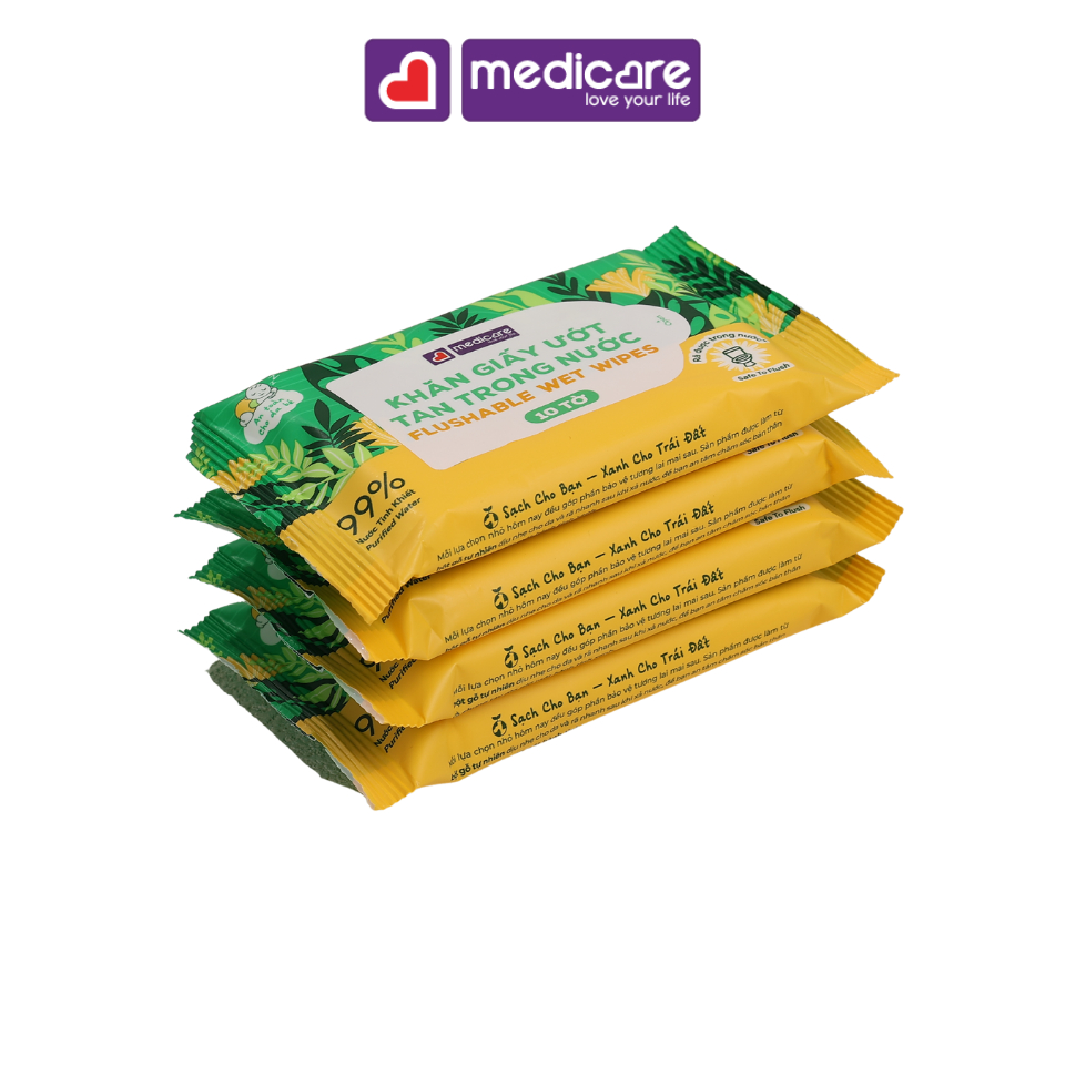 Khăn ướt MEDiCARE tan trong nước 4 gói x 10 tờ