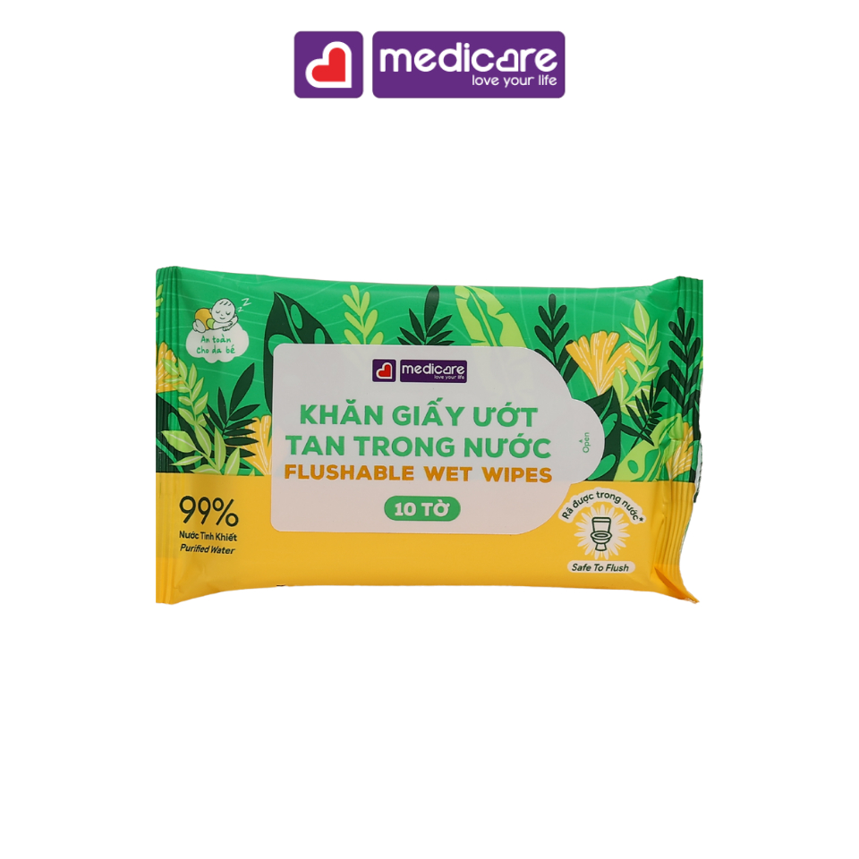 Khăn ướt MEDiCARE tan trong nước 4 gói x 10 tờ