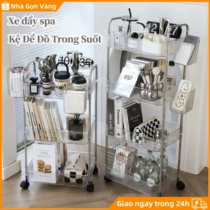Xe Đẩy 2/3/4 Tầng Kệ Nhựa Trong Suốt Có Bánh Xe đẩy Ăn Nhẹ Đẹp Kệ Bảo Quản Suốt Nhiều Tầng