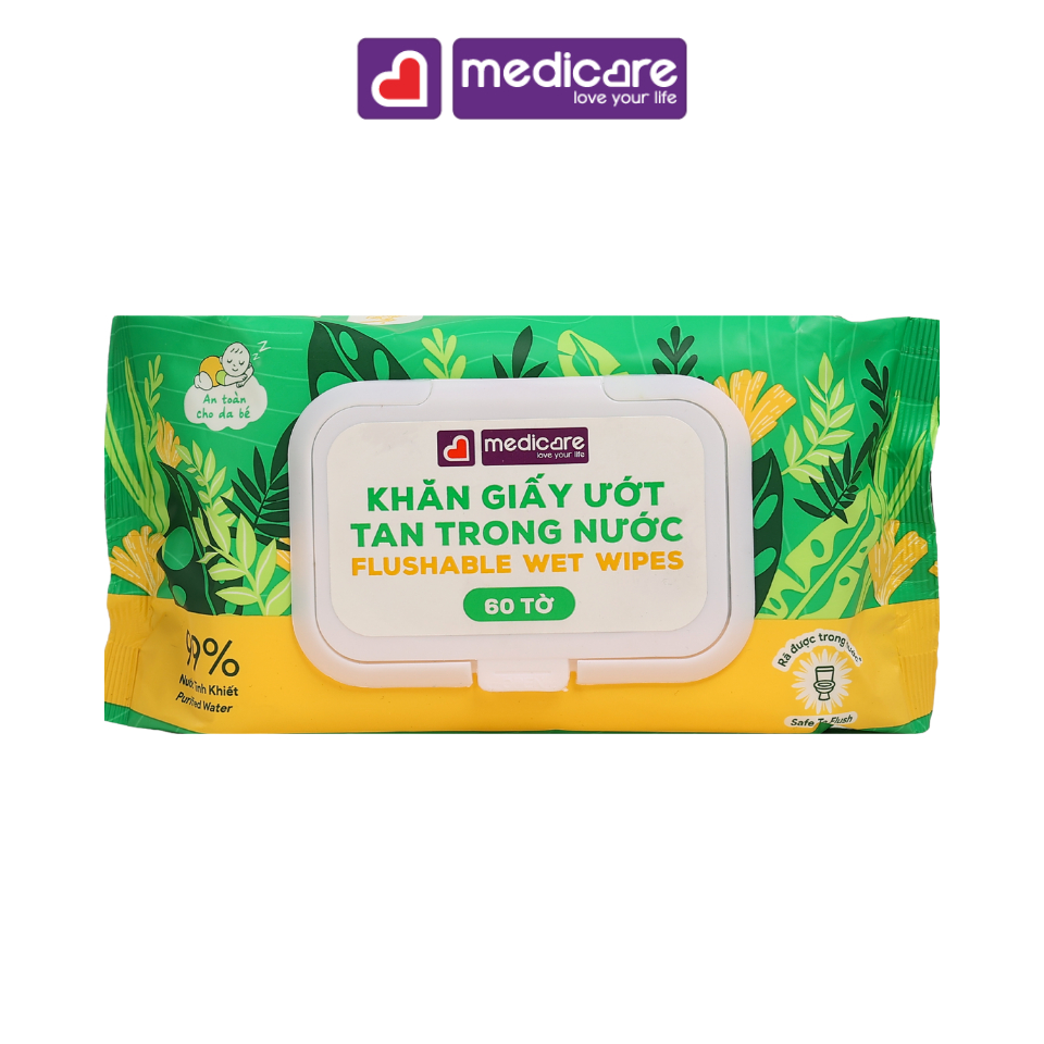 Khăn ướt MEDiCARE tan trong nước gói 60 tờ