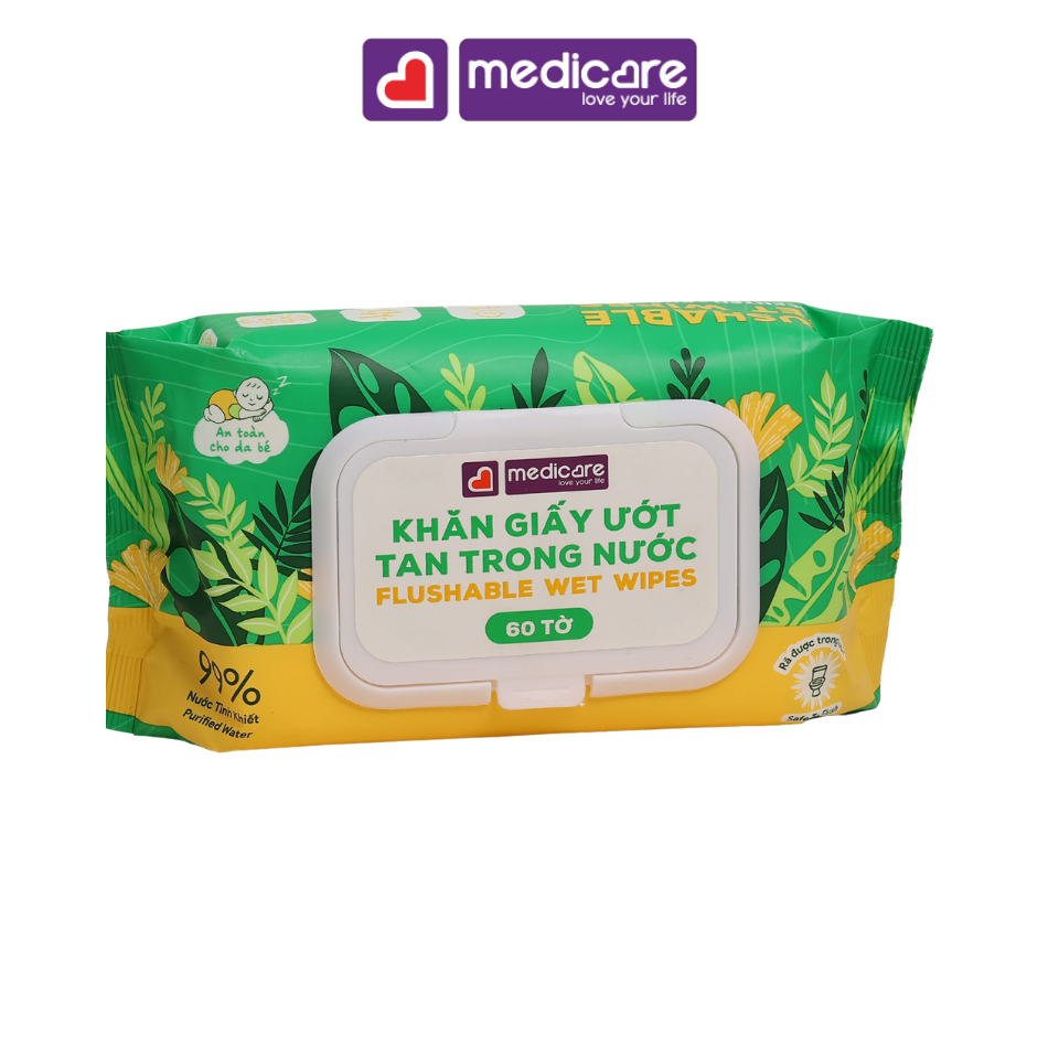 Khăn ướt MEDiCARE tan trong nước gói 60 tờ
