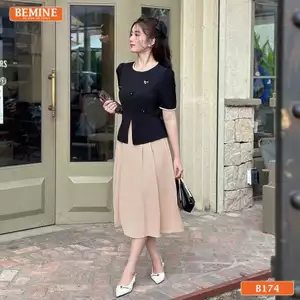 Đầm thiết kế BEMINE cổ tròn dáng peplum tùng váy dáng chữ A phù hợp đi làm-B174