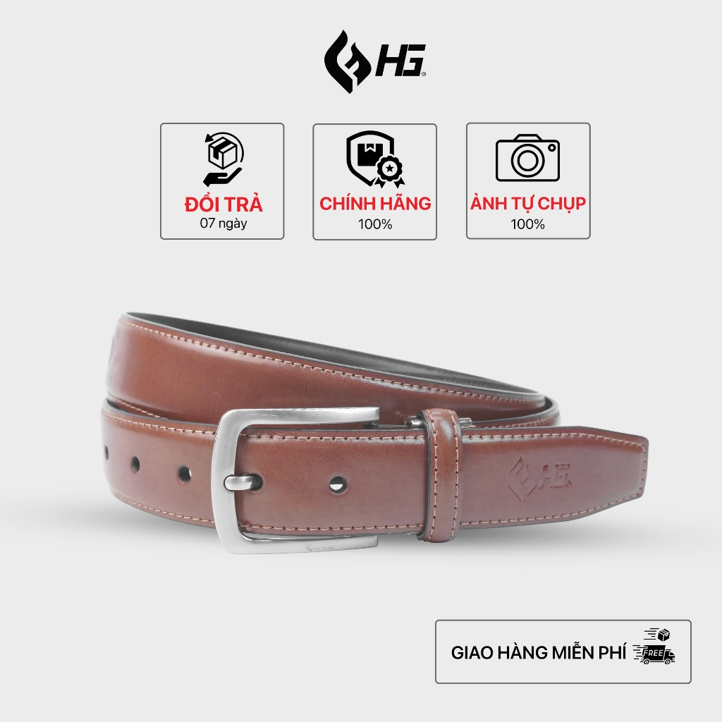 Thắt lưng nam da bò HG khóa kim 3 lớp màu bò TL25M01
