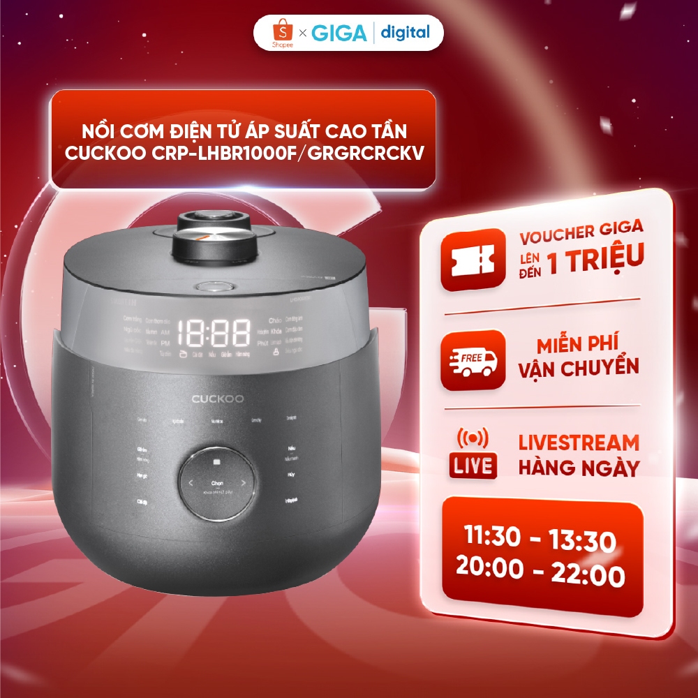 Nồi cơm điện tử áp suất cao tần Cuckoo CRP-LHBR0600F/GRGRCRCKV 1.08L - Công suất 1090W