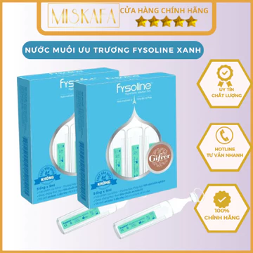 Fysoline xanh - Nước muối ưu trương Fysoline, nước muối sinh lý Fysoline vệ sinh mắt mũi cho bé