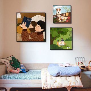 Tranh Canvas Khổ Vuông Treo Tường Hình Vẽ Trừu Tượng  BH211 - Tranh Decor Treo Tường, Trang Trí Quán Cafe, Homestay