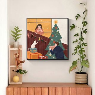 Tranh Canvas Khổ Vuông Treo Tường Hình Vẽ Trừu Tượng  BH211 - Tranh Decor Treo Tường, Trang Trí Quán Cafe, Homestay