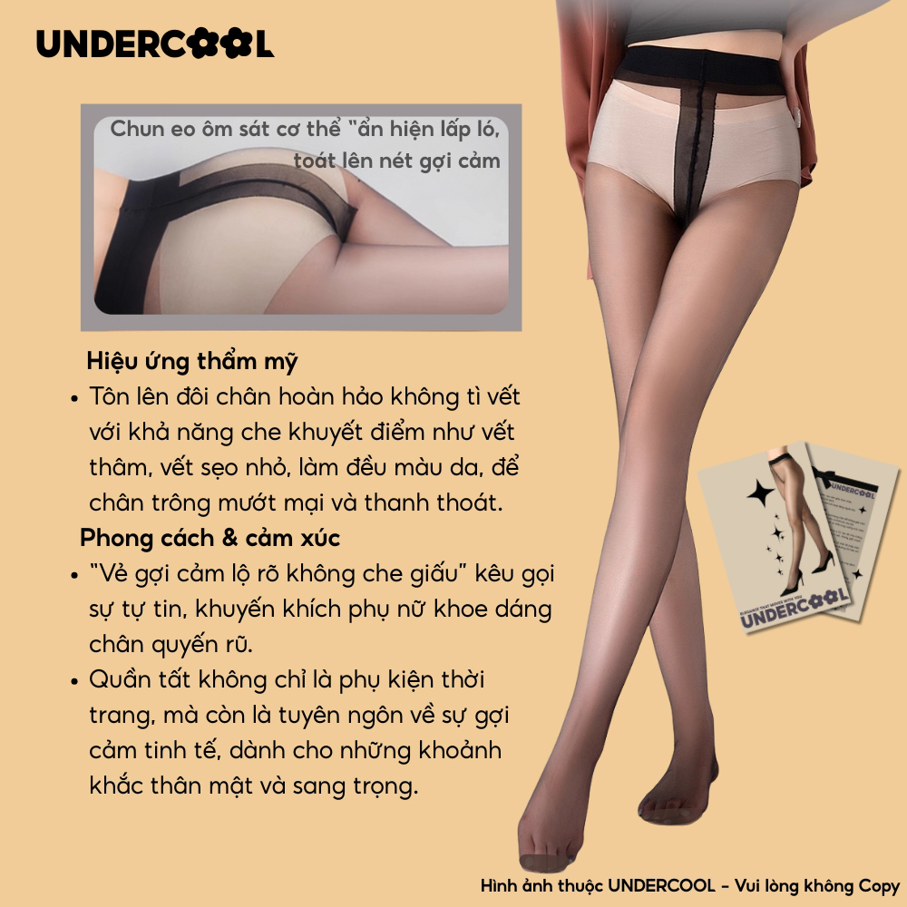 Quần Tất Nữ 0D Siêu Mỏng Che Khuyết Điểm Thật Chân  UNDERCOOL Thon Gọn Chân Cao Cấp Siêu Dai , Live QT12