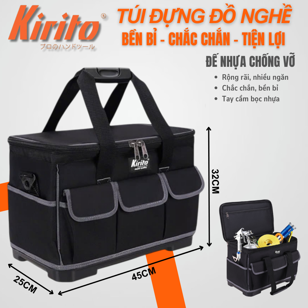 Túi Đựng Đồ Nghề Kirito 17 Inch / 20 Inch Đế Nhựa Cứng, Chống Thấm, Đựng Máy Khoan Dụng cụ