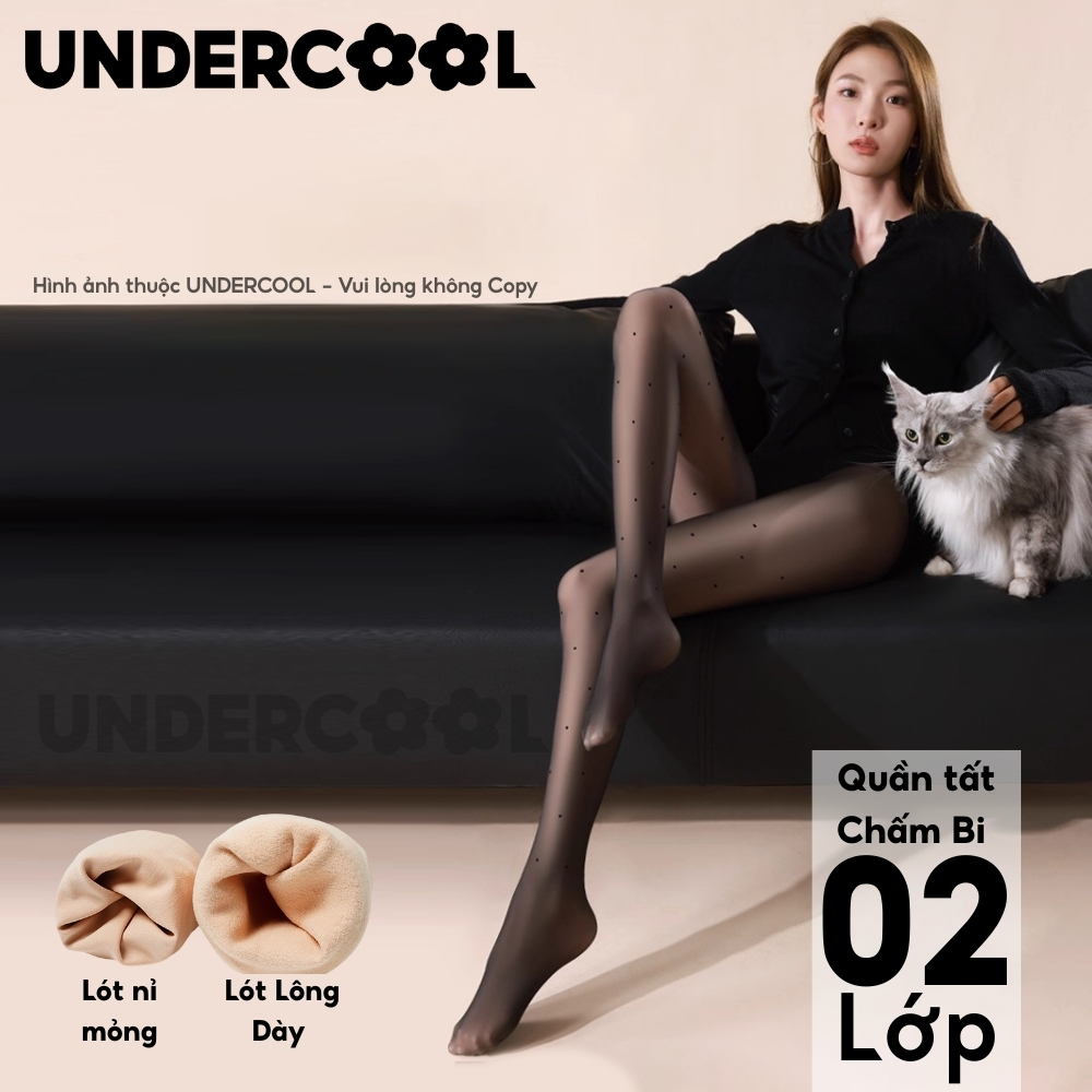 Quần Tất Chấm Bi 2 Lớp Lót Lông UNDERCOOL, Siêu thật chân, Lót Lông Dày Giữ Nhiệt Cực Tốt Cho Mùa Đông Lạnh, Live QT16