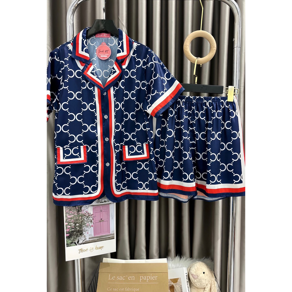 40-58kg Bộ pijama GC xanh lụa xước mềm mát