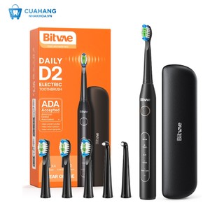 Bàn chải điện Bitvae D2, Thương hiệu USA, Kèm hộp đựng, 3 đầu bàn chải thường + 2 đầu bàn chải chỉnh nha