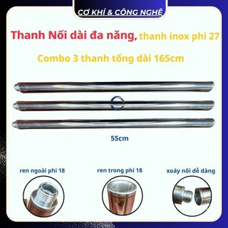 Thanh Nối Dài ( chất liệu inox )- nối dài máy bắn đinh, chổi lau nhà, thanh gạt kính, sử dụng đa năng, làm việc chỗ cao,