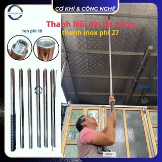 Thanh Nối Dài ( chất liệu inox )- nối dài máy bắn đinh, chổi lau nhà, thanh gạt kính, sử dụng đa năng, làm việc chỗ cao,