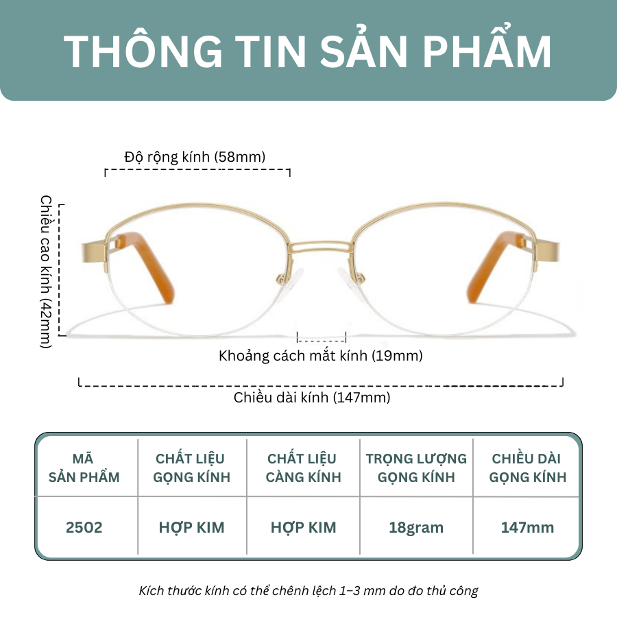 Kính Mắt Thời Trang INNI Form Oval Chống Ánh Sáng Xanh, Kính Nửa Vành Có Thể Lắp Độ Cận, Âu mỹ 2502