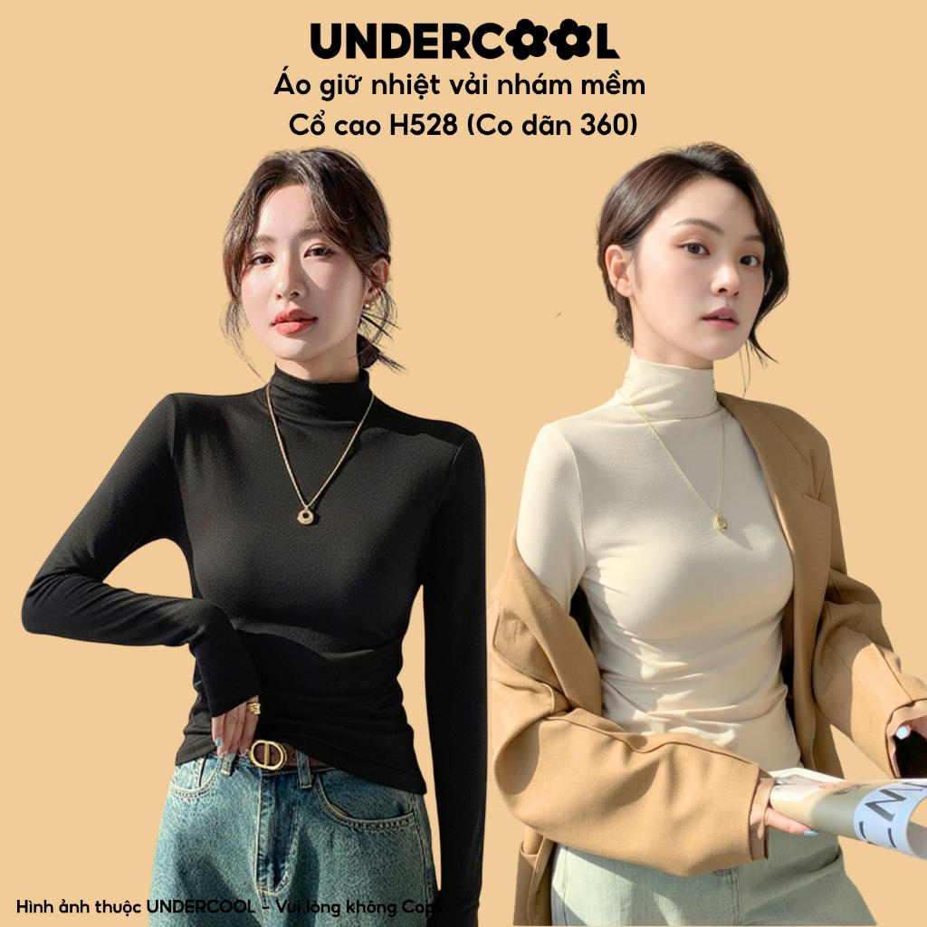 Áo Giữ Nhiệt Thun Nữ Basic Cổ Lọ, cổ cao UNDERCOOL chất vải mềm co dãn, áo thun dài tay basic giữ nhiệt ,Live H528