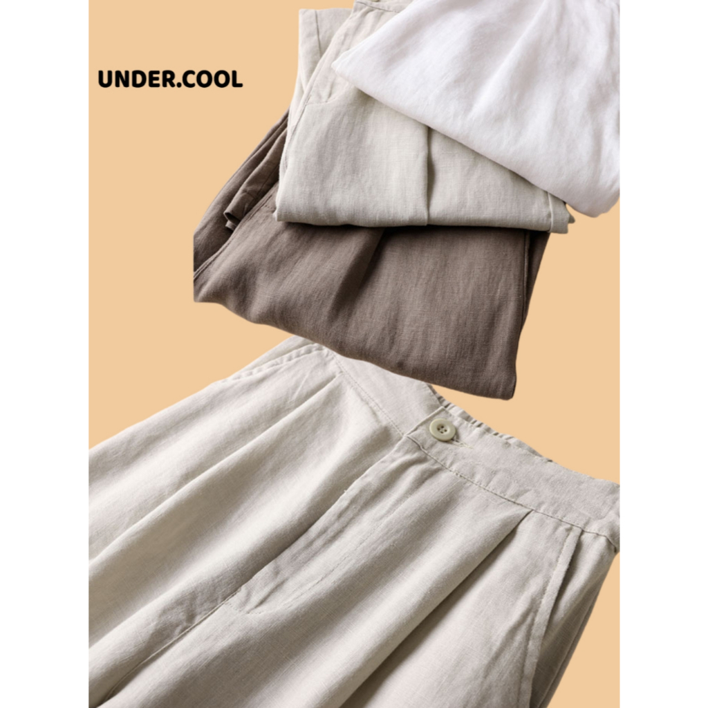 Quần đũi ống rộng dáng dài UNDERCOOL ống suông dáng dài chất đũi trẻ trung năng động - quần 9 tấc, Live QD01